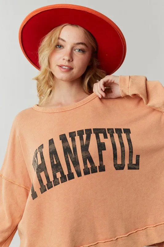 Thankful Print Washed Top