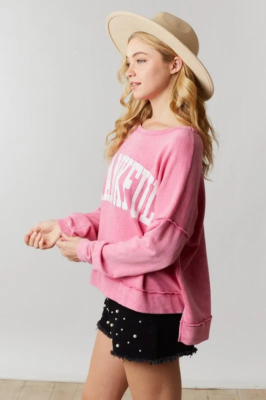 Thankful Print Washed Top