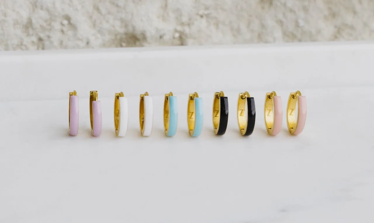 White Enamel Zaana Mini Hoops
