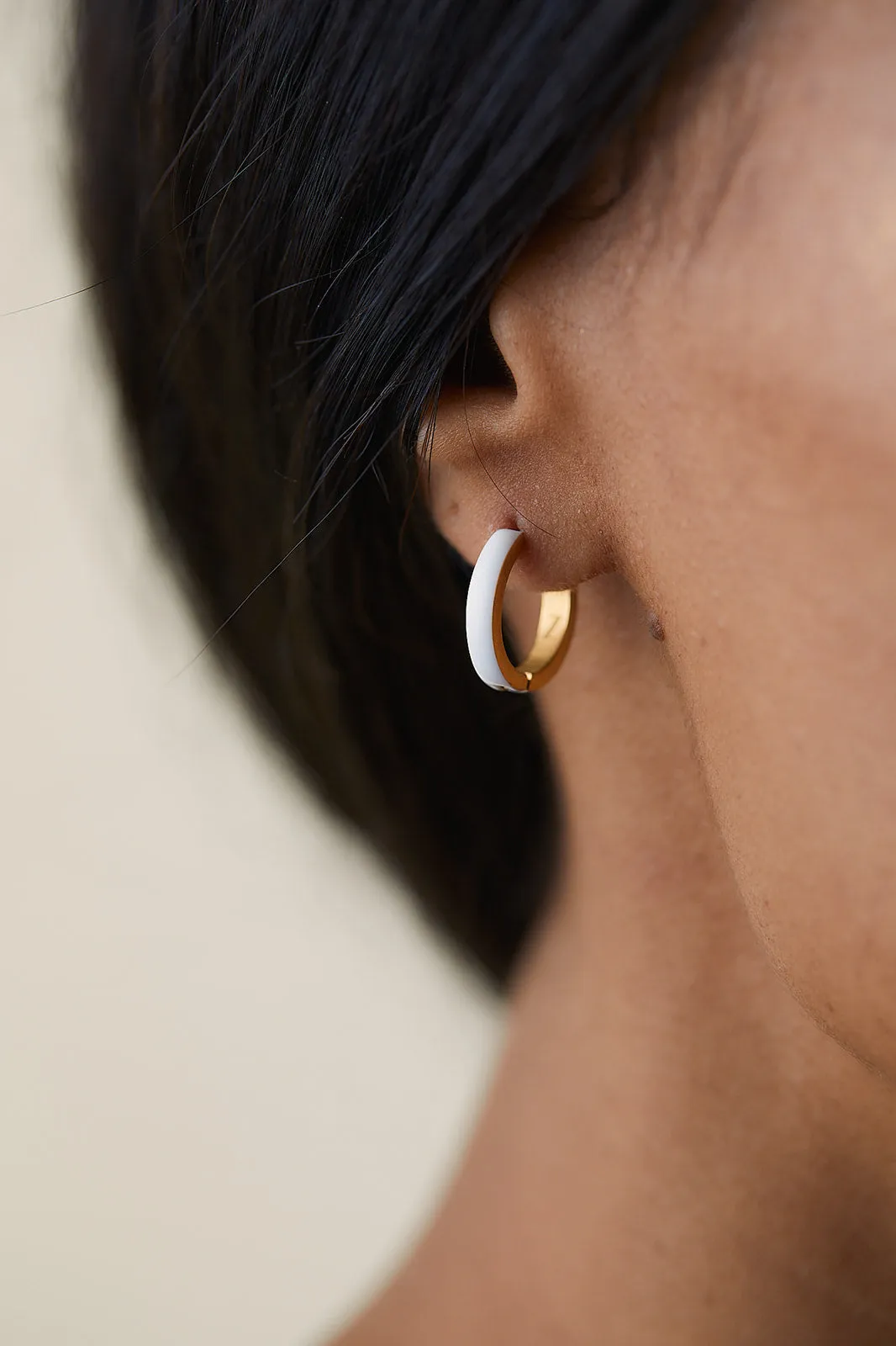 White Enamel Zaana Mini Hoops