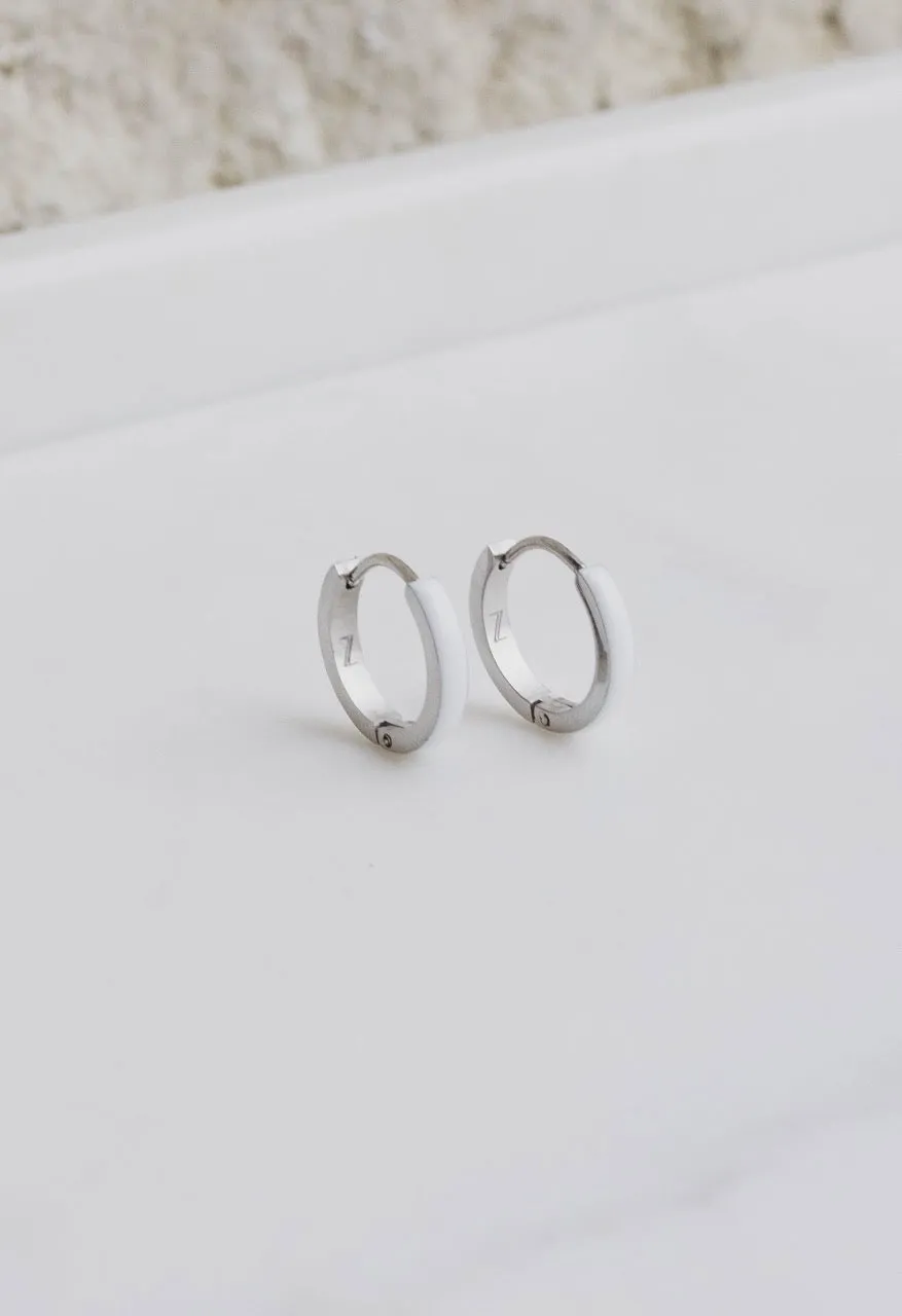 White Enamel Zaana Mini Hoops