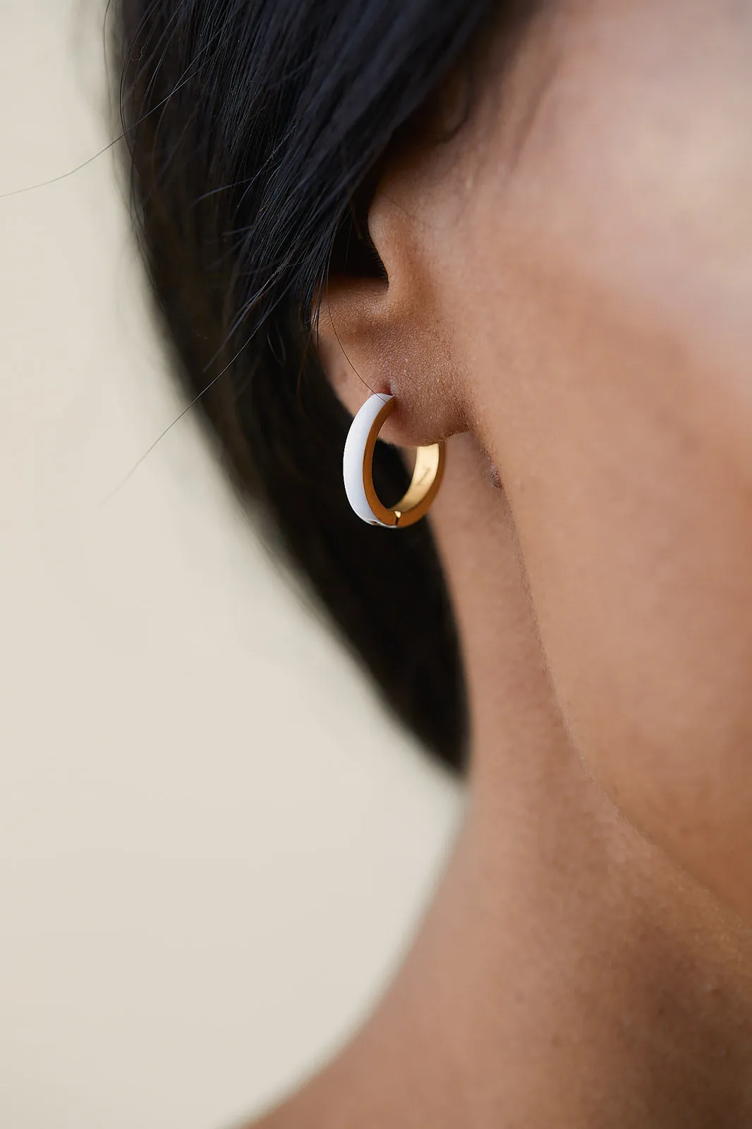 White Enamel Zaana Mini Hoops