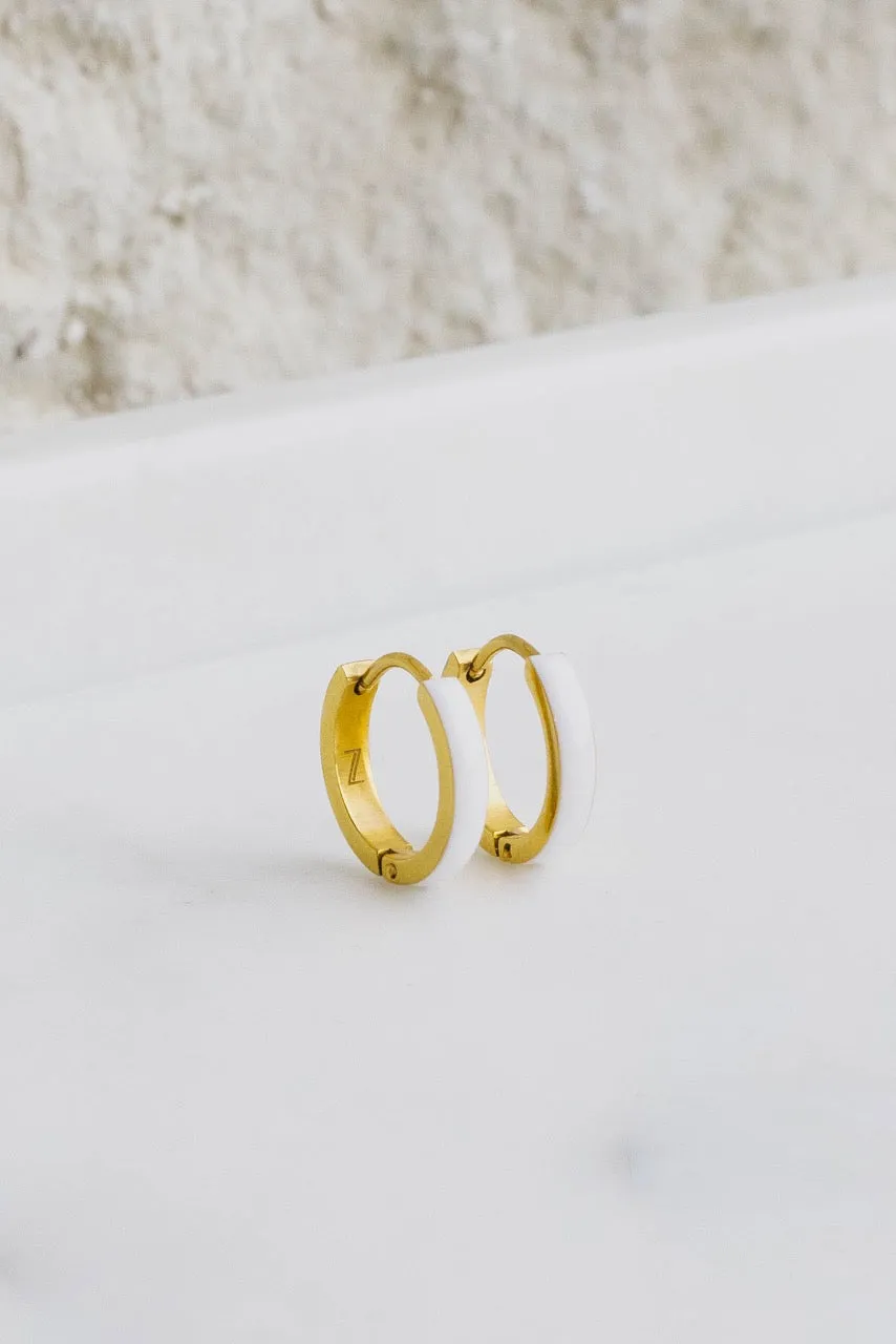 White Enamel Zaana Mini Hoops