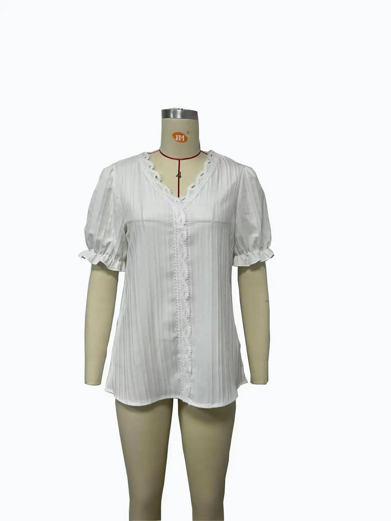 Women Fashion Solid Color Blouses Shirts Casual V-Neck Short Sleeve Elegant Blouses Tops Ladies Summer Classics Basic White Tops