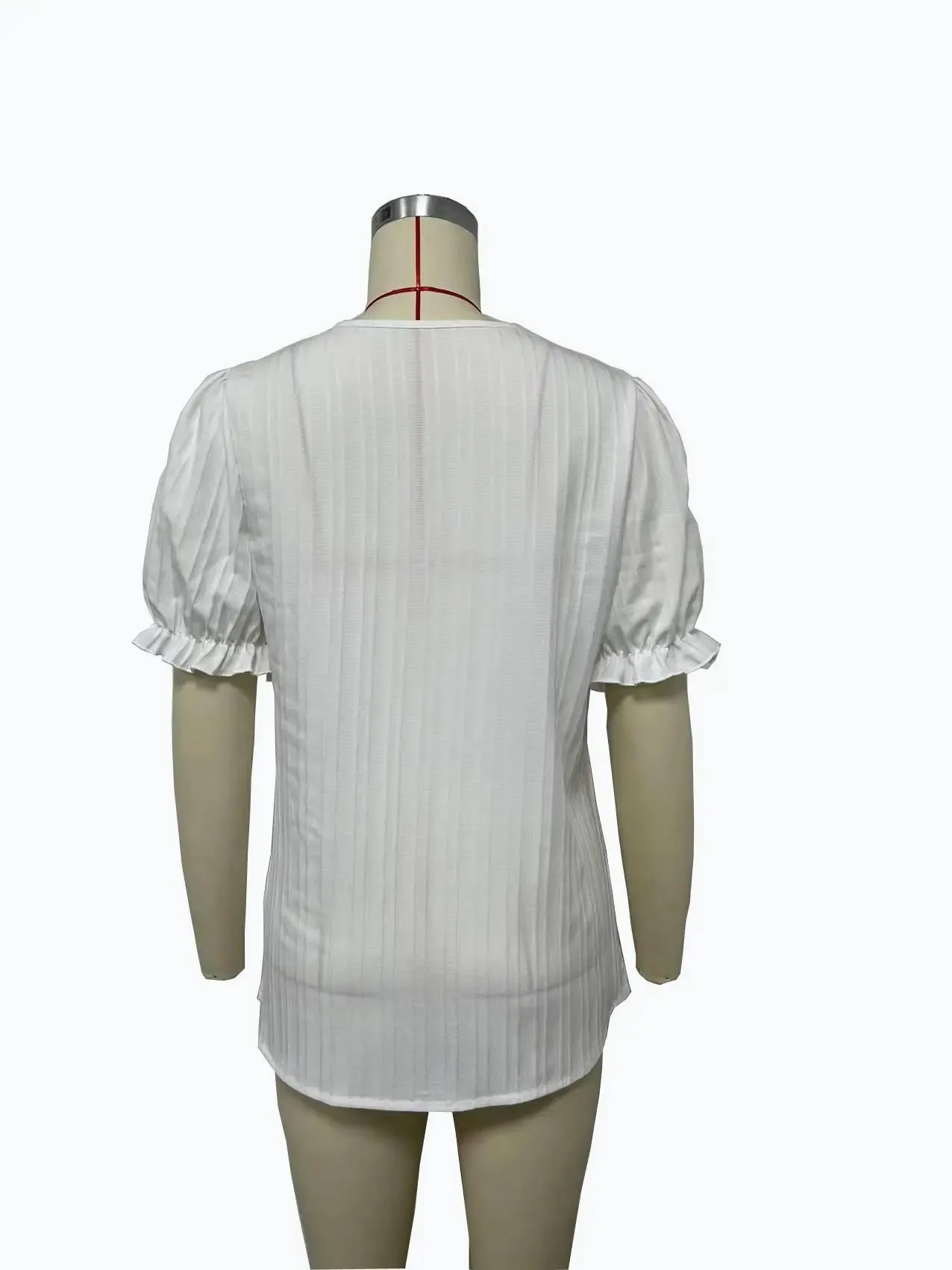 Women Fashion Solid Color Blouses Shirts Casual V-Neck Short Sleeve Elegant Blouses Tops Ladies Summer Classics Basic White Tops