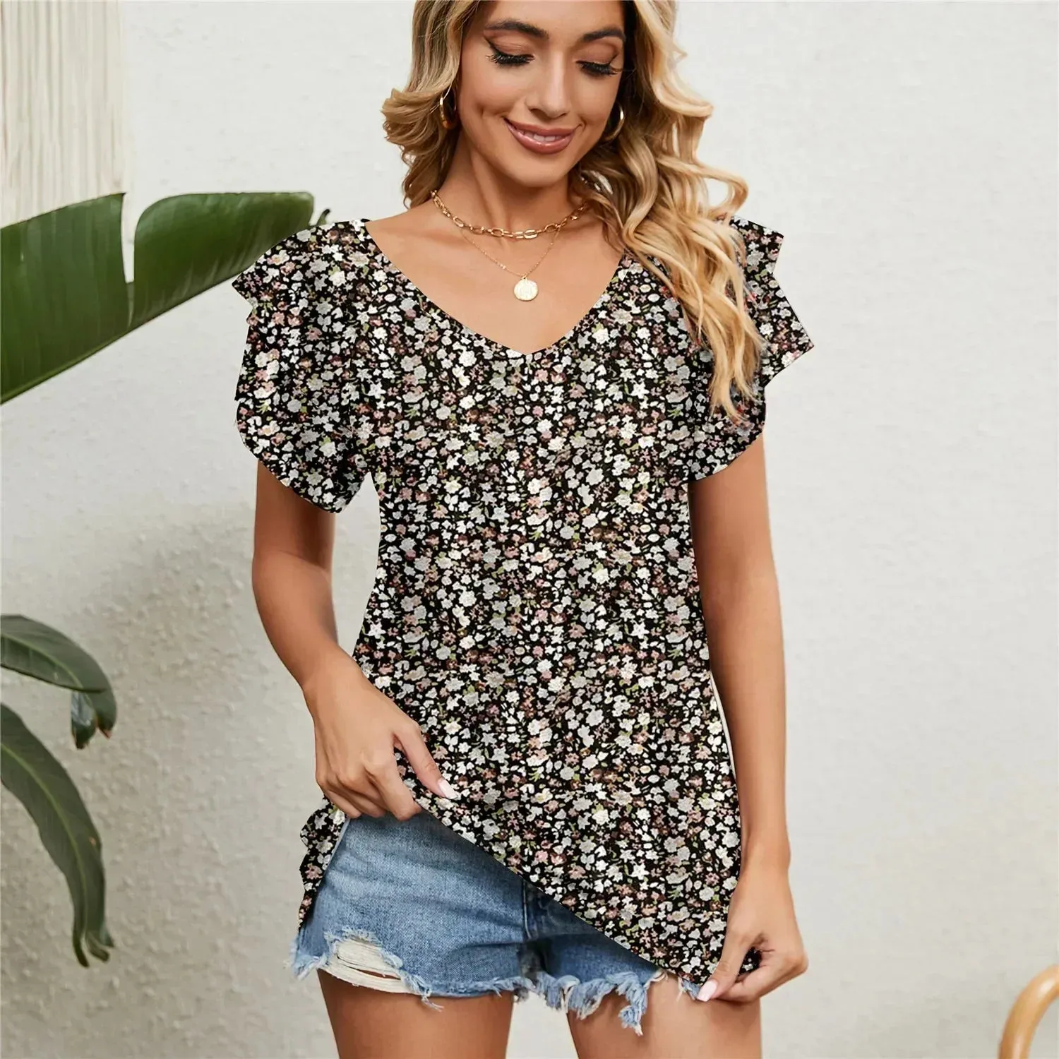 Women's Shirts & Blouses for Women Elegant Summer Tops Short Sleeve Korean Popular Clothes Red Blouse Woman Trend 2024 Clothing
