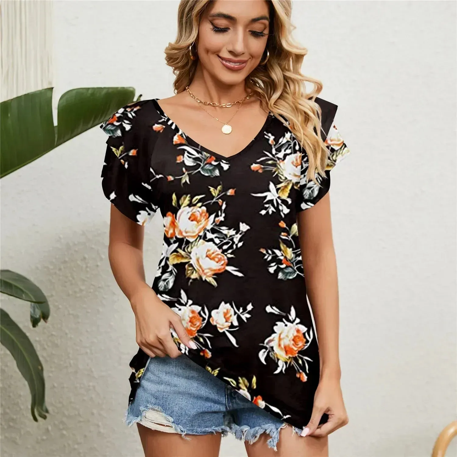 Women's Shirts & Blouses for Women Elegant Summer Tops Short Sleeve Korean Popular Clothes Red Blouse Woman Trend 2024 Clothing